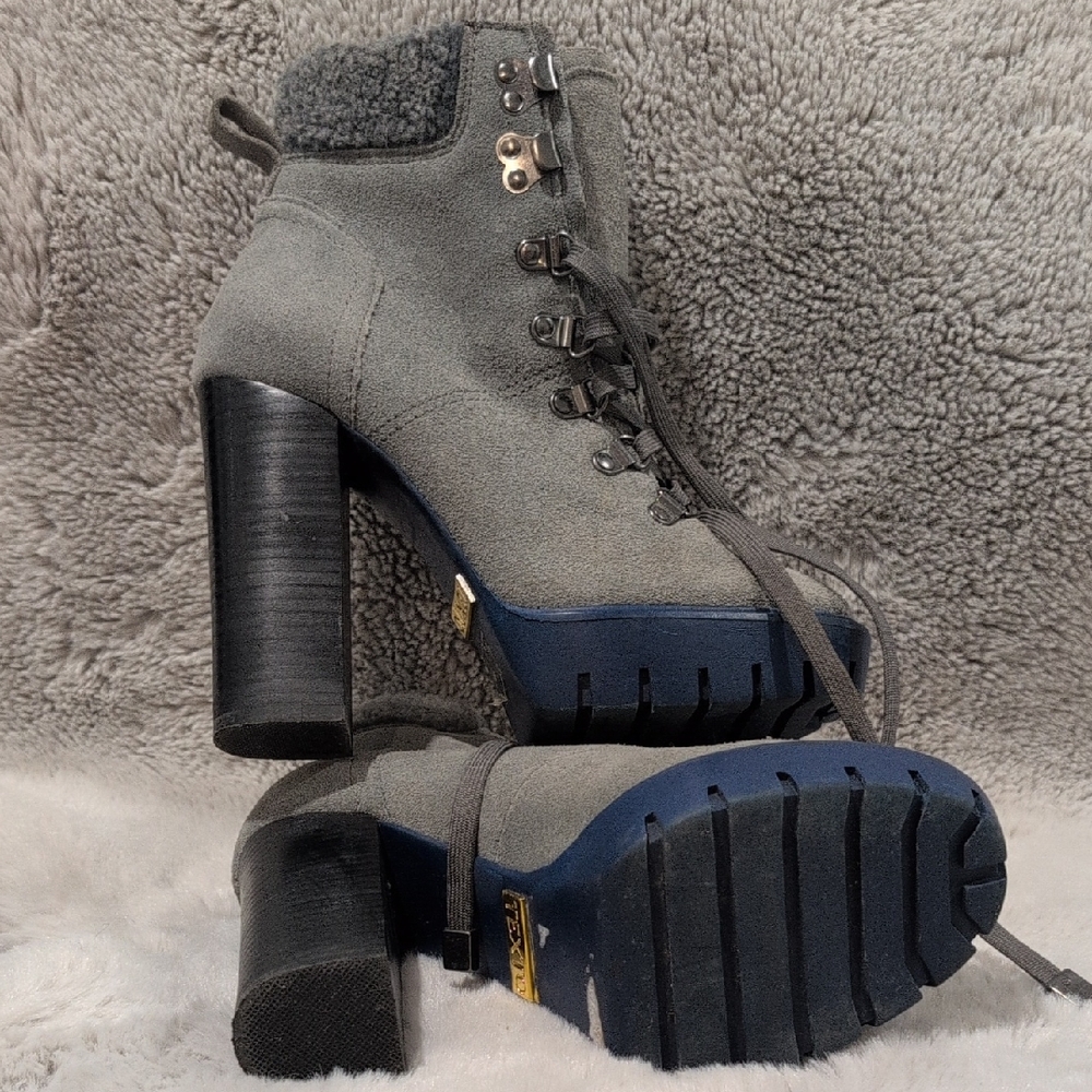 Gray High-Heeled Ankle Boots